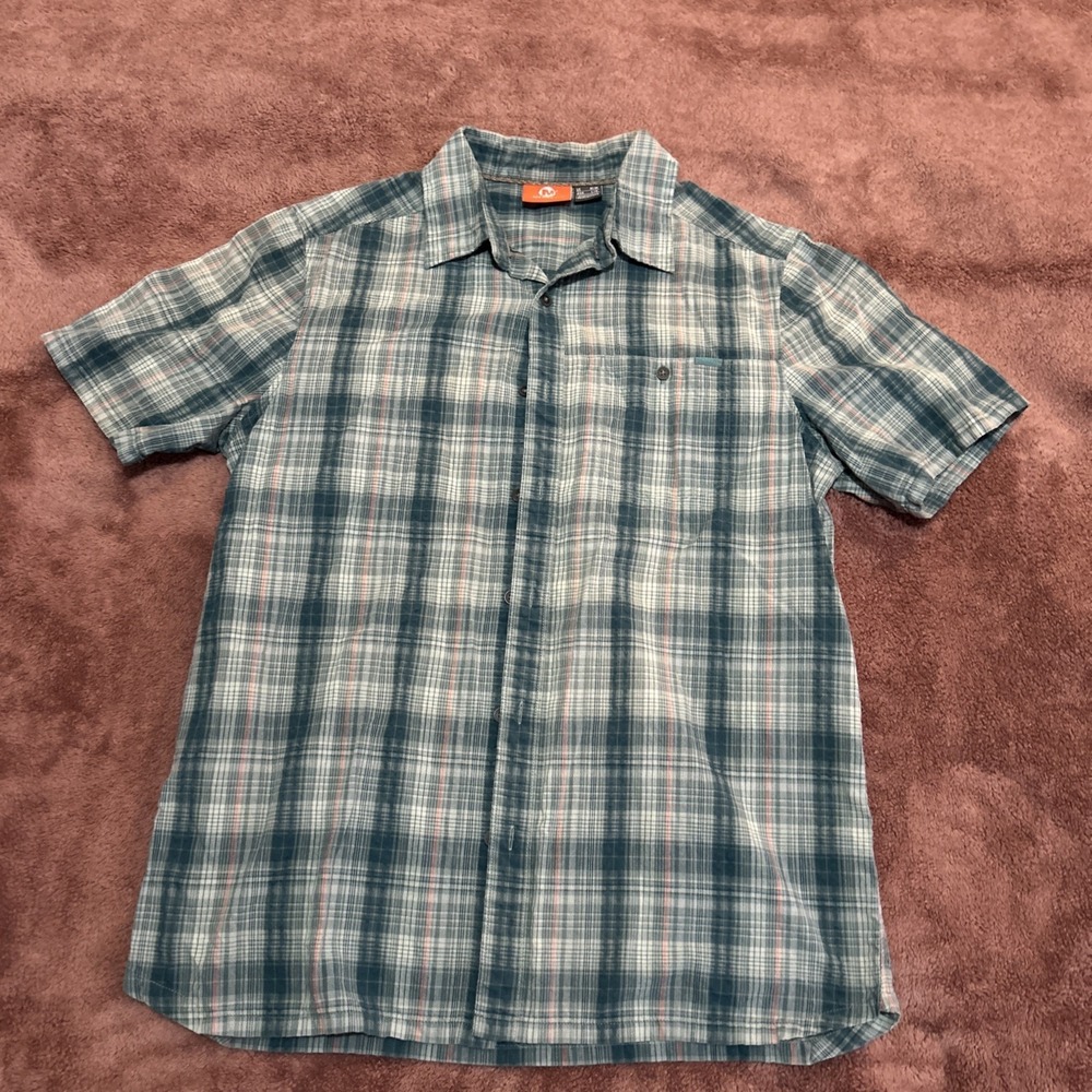 Merrell Plaid Short-sleeve Button-down Men's Medium